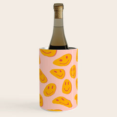 70s retro yellow smile face illustration Wine Chiller