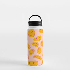 70s retro yellow smile face illustration Water Bottle
