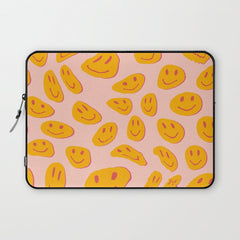 70s retro yellow smile face illustration Laptop Sleeve