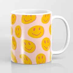 70s retro yellow smile face illustration Coffee Mug