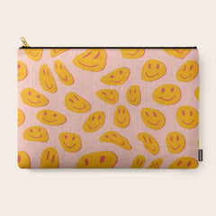 70s retro yellow smile face illustration Carry All Pouch