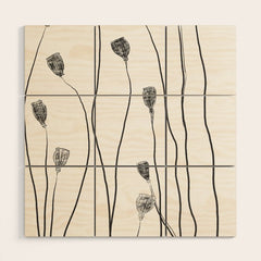 A group of poppy heads Wood Wall Art