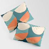 1/4 Cut, Abstract Fresh Fruits Citrus, Orange Lemon Illustration Scandinavian, Pastel Geometric Shapes eclectic Contemporary Modern Boho Pillow Sham