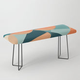 1/4 Cut, Abstract Fresh Fruits Citrus, Orange Lemon Illustration Scandinavian, Pastel Geometric Shapes eclectic Contemporary Modern Boho Bench