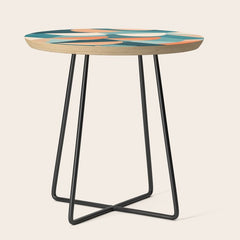 1/4 Cut, Abstract Fresh Fruits Citrus, Orange Lemon Illustration Scandinavian, Pastel Geometric Shapes eclectic Contemporary Modern Boho Side Table