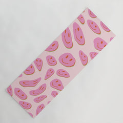 70s retro pink smiles pattern Yoga Mat