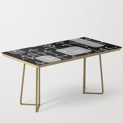 1950s Eames Era Art Crosshairs Black White Coffee Table