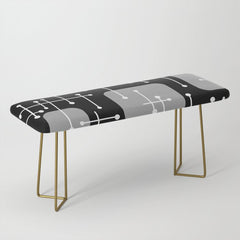 1950s Eames Era Art Crosshairs Black White Bench
