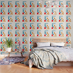 Falling Down' Paper Collage Fun Colorful Shapes Mid Century Minimal Abstract Art by Ejaaz Haniff Wallpaper