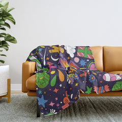 60s 70s psychedelic Modern Christmas Confetti Pattern Throw Blanket