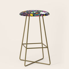 60s 70s psychedelic Modern Christmas Confetti Pattern Stool