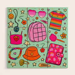 90's Things Print Wood Wall Art