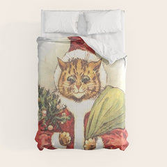 Father Christmas Cat' by Louis Wain Comforter