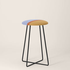 70s Summer Color Block Blue and Orange Stool