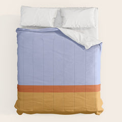 70s Summer Color Block Blue and Orange Comforter