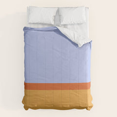 70s Summer Color Block Blue and Orange Comforter