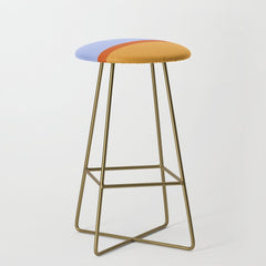 70s Summer Color Block Blue and Orange Stool