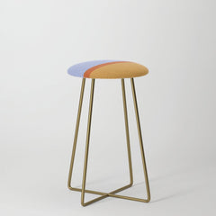 70s Summer Color Block Blue and Orange Stool