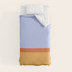 70s Summer Color Block Blue and Orange Duvet Cover