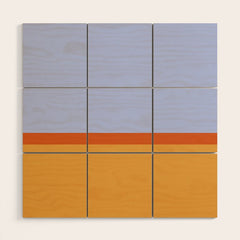 70s Summer Color Block Blue and Orange Wood Wall Art