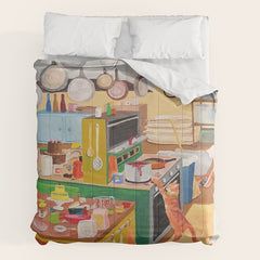 A Cat in the Kitchen Comforter