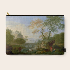 A Landscape with Distant Classical Ruins, a Bridge, Figures, and Cattle Carry All Pouch