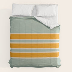 70s Style Mint Orange White Retro Stripes Pomona Comforter