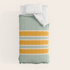 70s Style Mint Orange White Retro Stripes Pomona Comforter