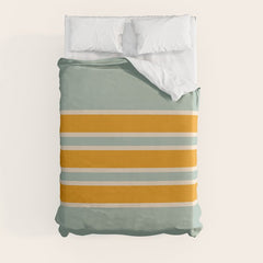 70s Style Mint Orange White Retro Stripes Pomona Duvet Cover
