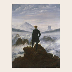"Wanderer above the Sea of Fog" ("Der Wanderer ��ber dem Nebelmeer") by Caspar David Friedrich, circa 1817 Poster