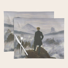 "Wanderer above the Sea of Fog" ("Der Wanderer ��ber dem Nebelmeer") by Caspar David Friedrich, circa 1817 Placemat