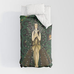 1921 Classical Masterpiece 'Flowers and Flames' by Kay Nielsen Comforter