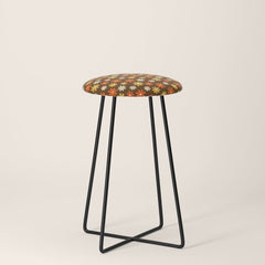 1970s flowers brown and orange Stool