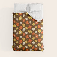 1970s flowers brown and orange Comforter