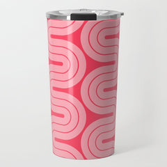 70s Throwback Wavy Stripes Pattern Travel Mug