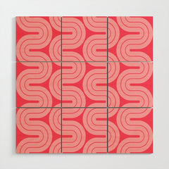 70s Throwback Wavy Stripes Pattern Wood Wall Art