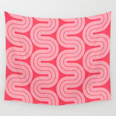 70s Throwback Wavy Stripes Pattern Wall Tapestry