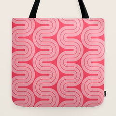 70s Throwback Wavy Stripes Pattern Tote Bag