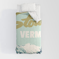 2021 Ski Stowe Vermont Vintage Poster Comforter