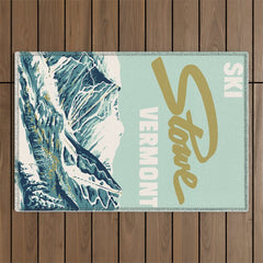 2021 Ski Stowe Vermont Vintage Poster Outdoor Rug