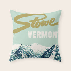 2021 Ski Stowe Vermont Vintage Poster Throw Pillow