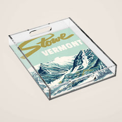 2021 Ski Stowe Vermont Vintage Poster Acrylic Tray