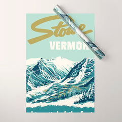 2021 Ski Stowe Vermont Vintage Poster Wrapping Paper