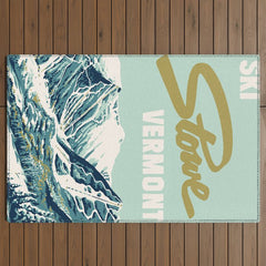 2021 Ski Stowe Vermont Vintage Poster Outdoor Rug