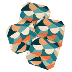 1/4 Cut, Abstract Fresh Fruits Citrus, Orange Lemon Illustration Scandinavian, Pastel Geometric Shapes eclectic Contemporary Modern Boho Coaster