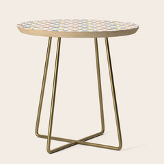 70s Retro Florals Pattern with Linen Texture Side Table