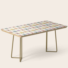 70s Retro Florals Pattern with Linen Texture Coffee Table
