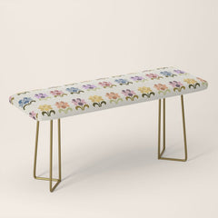 70s Retro Florals Pattern with Linen Texture Bench