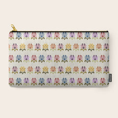 70s Retro Florals Pattern with Linen Texture Carry All Pouch