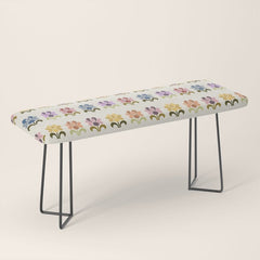 70s Retro Florals Pattern with Linen Texture Bench